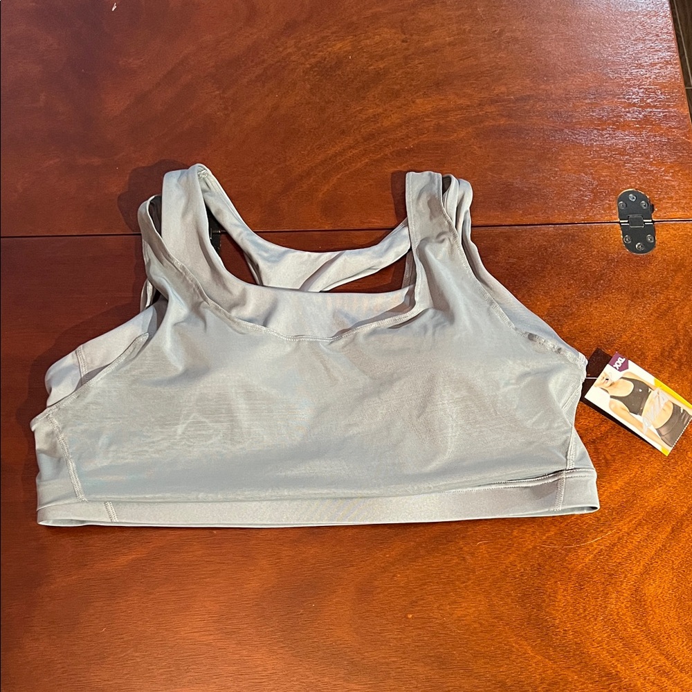 NWT Avia Green Grey double layer Sports Bra with removable pads